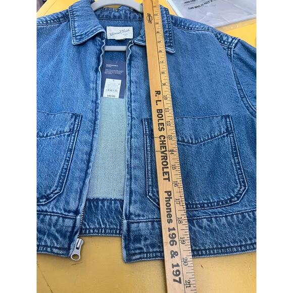 Universal Thread Co. Long Sleeve Zip Up Crop Denim Jean Jacket Blue Womens S NWT - Picture 8 of 8